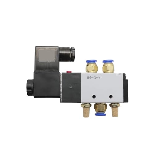 Pneumatisches elektrisches Magnetventil, 5-Wege-2-Positionen-Steuerung, Luft-Gas-Magnetventil, 12 V, 24 V, 220 V, Spule, Volt, 4 mm-12 mm Schlauchanschlüsse(Blue,AC110) von LYLNV