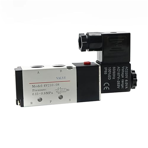 Pneumatisches elektrisches Magnetventil 4V210-08 5-Wege-2-Positionen-Steuerung Luft-Gas-Magnetventil 12 V 24 V 220 V 4 mm - 12 mm Schlaucharmaturen(SL 6mm Adjust,DC24) von LYLNV