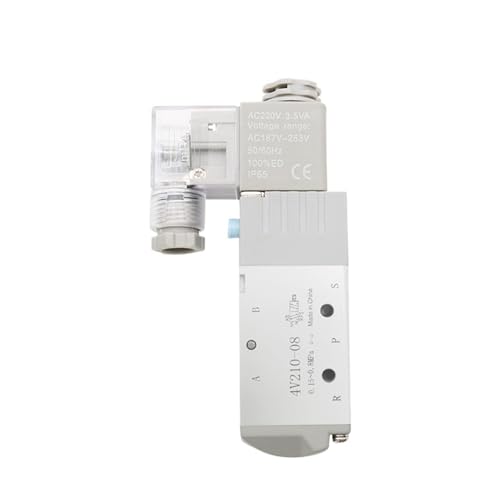 Pneumatisches elektrisches Magnetventil 4V210-08 5-Wege-2-Positions-Steuerluft-Gas-Magnetventil 12V 24V 220V 4mm-12mm Schlauchanschlüsse(PC 6mm Fittings,AC110) von LYLNV