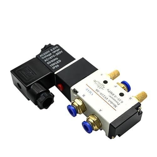 Pneumatisches elektrisches Magnetventil 4V210-08 5-Wege-2-Positions-Steuerluft-Gas-Magnetventil 12V 24V 220V 4mm-12mm Schlauchanschlüsse(SL 10mm Adjust,AC220) von LYLNV