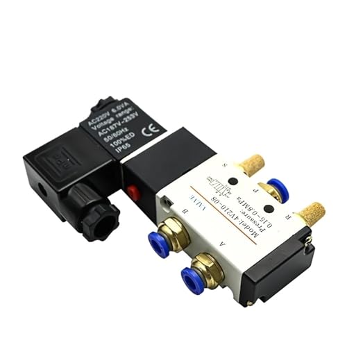 Pneumatisches elektrisches Magnetventil 4V210-08 5-Wege-2-Positions-Steuerluft-Gas-Magnetventil 12V 24V 220V 4mm-12mm Schlauchanschlüsse(SL 12mm Adjust,AC220) von LYLNV