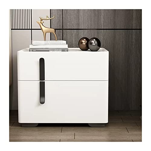 LYLXSF Bed BEIDE Tabelle Moderne einfache Klavierlack -Nachtschrank Holz Ganzbodenspeicher Schrank Beizertisch, weißer Nachtständer (Links L50xd40xh50 cm) von LYLXSF