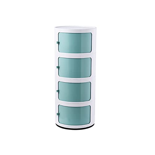 LYLXSF Nordischer runder Nachttisch, 2 Tier/3 -Stufe/4 -Stufe, Plastik mit Schubladen und Schiebetür, modern für Schlafzimmer Nachttisch von LYLXSF