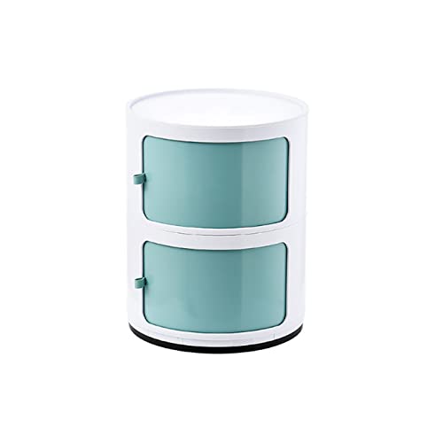 LYLXSF Nordischer runder Nachttisch, 2 Tier/3 -Stufe/4 -Stufe, Plastik mit Schubladen und Schiebetür, modern für Schlafzimmer Nachttisch von LYLXSF
