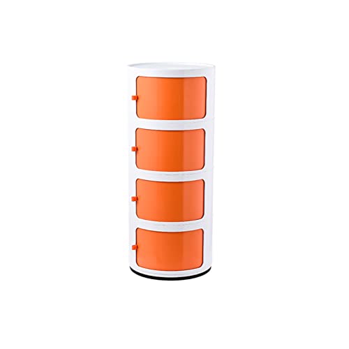 LYLXSF Nordischer runder Nachttisch, 2 Tier/3 -Stufe/4 -Stufe, Plastik mit Schubladen und Schiebetür, modern für Schlafzimmer Nachttisch von LYLXSF