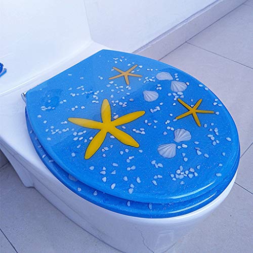 Langsamer enger Toilettensitz, transparentes Seestern Seahorse Aquarium Toilettensitz in Standardgröße farbenfrohe Toilettendeckel Abdeckung No Slam, C. von LYLXSF