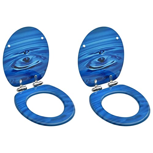 Möbel Set-WC-Toilettensitze mit weichem Deckel 2 Stk Blau Wassertropfen Design von LYLXSF
