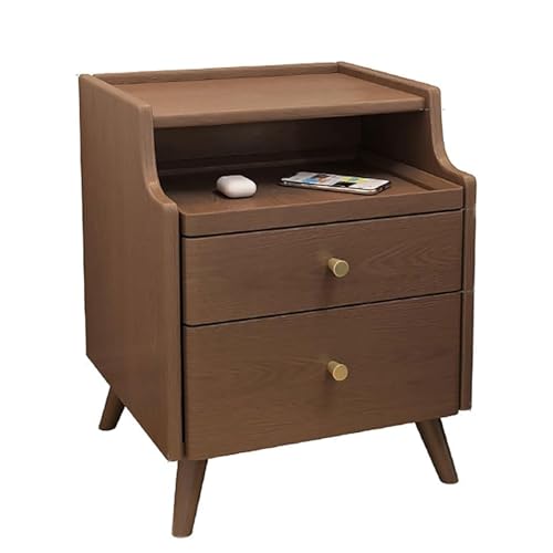 Nachttisch mit Schubladen Retro Schlafzimmer Nachttisch Mini Ultra-Narrow Locker Massivholz D Table Beizlader für kleine Räume Wohnzimmer Nachttryway House Home Office, B-30 * 40 * 50 cm von LYLXSF