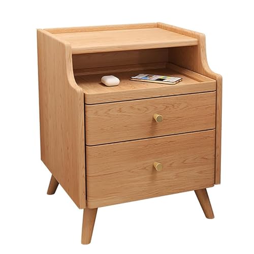 Nachttisch mit Schubladen Retro Schlafzimmer Nachttisch Mini Ultra-Narrow Locker Massivholz D Table Beizlader für kleine Räume Wohnzimmer Nachttryway House Home Office, B-30 * 40 * 50 cm von LYLXSF