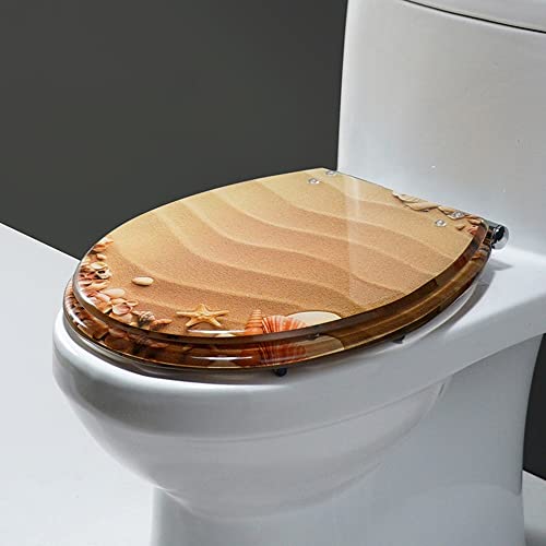 Schwarzer Harz Toilettensitz Universal U/V/O Toilettensitze verdicken langsame enge Toilettendeckel Marmormuster Toilettensitze, leicht sauberes, grünes Netz/Steine von LYLXSF