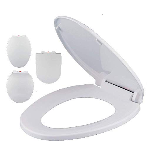 Toilettensitz Stumm langsamer antibakteriell eingedickter ultrasistenter Toilettendeckel für großen U-förmigen Toilettensitz weiß 44,3~48,5 x 35,7 cm von LYLXSF