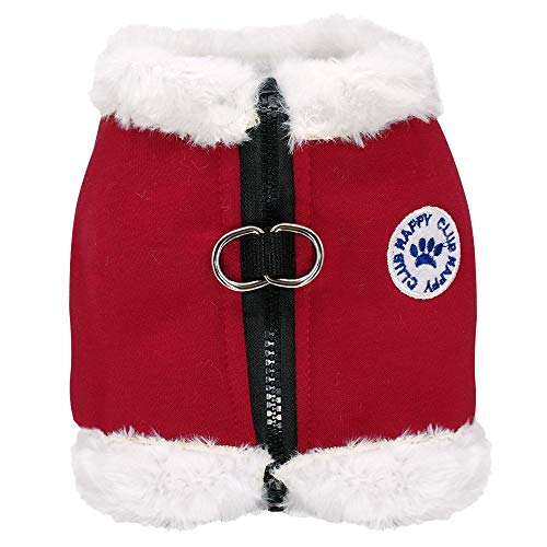 LYLY Gemütlich Kein Pull-Hundegeschirr for kleine Hunde Hundekatzengeschirr Weste-Hundekatzengeschirr Reflektierendes warmen Fleece-Haustier-Weste-Mantel Haustierzubehör (Color : Red, Größe : Medium) von LYLY