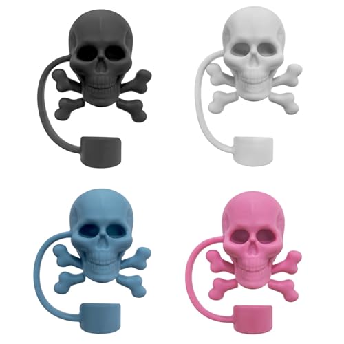 Halloween-Trinkhalm-Abdeckungen mit Totenkopf-Motiv, Kappe für Stanley-Becher, 1 cm, wiederverwendbare Trinkhalme, Topper, Totenkopf-Form, Trinkhalme, Spitzenabdeckungen, Halloween-Dekoration von LYLYNB