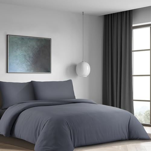 LYMA Bedding Bettwäsche Set, Oeko-TEX-Zertifiziert, Premium Weiches Doppelt Gebürstete Nanoplush Stoff Bettdeckenbezug, Knitterfrei Bügelfrei Bettbezug mit Kissenbezug (Dunke Grau, 135x200+80x80cm) von LYMA