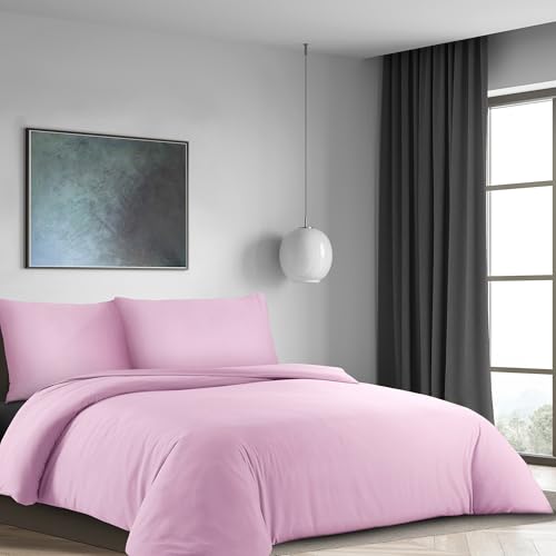 LYMA Bedding Bettwäsche Set, Oeko-TEX-Zertifiziert, Premium Weiches Doppelt Gebürstete Nanoplush Stoff Bettdeckenbezug, Knitterfrei Bügelfrei Bettbezug mit Kissenbezug (Licht Rosa, 135x200+80x80cm) von LYMA