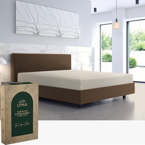LYMA Bedding Spannbettlaken Set, Oeko-TEX Zertifiziert, Doppelt Gebürstete Nanoplush Stoff Bettlaken, Ultraweiches Atmungsaktiv Spannbetttuch für Matratzenhöhe bis 35 cm (Beige, (140x200+35cm)) von LYMA
