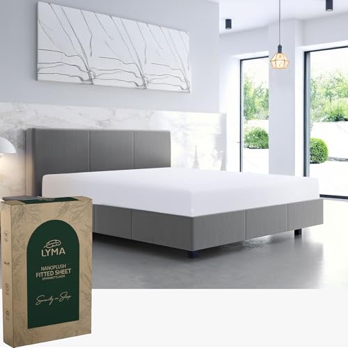 LYMA Bedding Spannbettlaken Set, Oeko-TEX Zertifiziert, Doppelt Gebürstete Nanoplush Stoff Bettlaken, Ultraweiches Atmungsaktiv Spannbetttuch für Matratzenhöhe bis 35 cm (Weiß, (200x200+35cm)) von LYMA