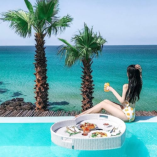 LYMGRZ Serviertablett aus gewebtem Rattan, schwimmendes Serviertablett aus gewebtem Rattan mit Griffen, herzförmiges Serviertablett aus gewebtem Rattan, zum Servieren von Getränken und Brunch-Essen von LYMGRZ