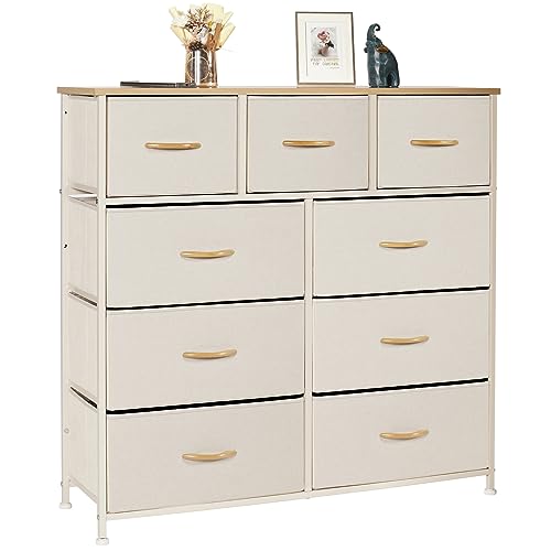 LYNCOHOME Kommode mit Schubladen aus Stoff, Sideboard Wohnzimmer mit 9 Stoffschubladen, kommode Schlafzimmer Flur, komode komodenschrank flurschrank für Küche Büro Flur Schlafzimmer von LYNCOHOME