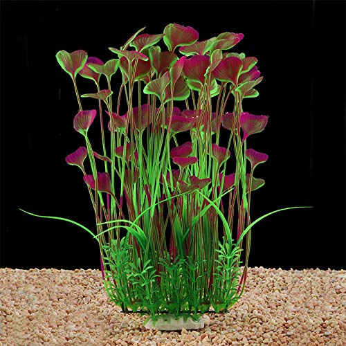 LYNKO Große Aquarium Pflanzen Künstlich Wasserpflanzen Plastik Kunstpflanzen Dekoration Ornament Sicher für alle Fische 40cm x 18cm - lila von LYNKO