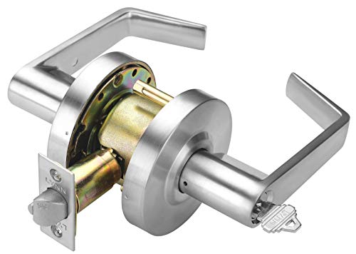 LYNN HARDWARE Kommerzielle Türhebelverriegelung – robuster Verriegelungs-Türgriff, Designer-Türgriffe, zylindrisches Hebelschloss, unbehandelter Türgriff, Klasse 2, satiniertes Chrom, von LYNN HARDWARE