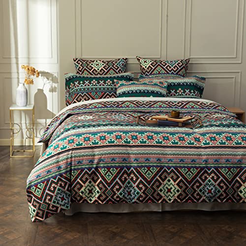 Bohemian Doppelbett Bettbezug Set 200x200 Boho Indischen Mandala Retro Böhmisch Floral Bettwäsche Set 3 Teilig Bettbezüge 2 Kissenbezug 80x80cm mit Reißverschluss Für Kinder Jugendliche geeignet von LYNNB