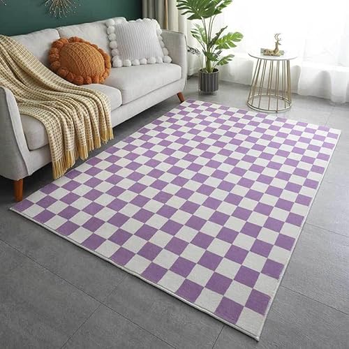 Teppich Wohnbereich Modern 100x150 cm Geometrisch Checkerboard grid Kariert Muster 3D-Druck Rutschfest Rechteckig Kurzflor Teppich Für Schlafzimmer 1000g/m² Flanell Türmatte Teppichboden Dicke 0.8 cm von LYNNB