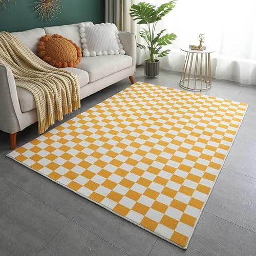 Teppich Wohnbereich Modern 120x210 cm Geometrisch Checkerboard grid Kariert Muster 3D-Druck Rutschfest Rechteckig Kurzflor Teppich Für Schlafzimmer 1000g/m² Flanell Türmatte Teppichboden Dicke 0.8 cm von LYNNB