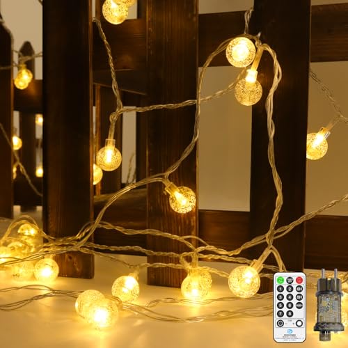 LYNNON LED Lichterkette Kugel Außen mit Stecker Warmweiß Dimmbar 20m 120LED Lichterkette Outdoor Wasserdicht 8 Modi für Innen Zimmer Kinderzimmer Balkon Camping Zelt Party Hochzeit Weihnachtsbaum Deko von LYNNON