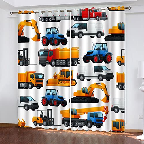 Schattierung Vorhänge 3D Traktor Bauernhof Traktoren Erntemaschinen 2er set Isolierung Schalldichte Gardinen blickdicht mit ösen Vorhang Fenster für wohnzimmer schlafzimmer Balkon（B 264 X H 214 cm） von LYNXW