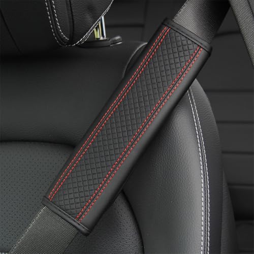 2 Stück Gurtpolster Auto für Renault Scenic Kadjar Clio Megane Fluence Laguna Koleos, Leder Sicherheitsgurt Polster Abnehmbar Sicherheitsgurtschutz Erhöht Fahrkomfortgefühl,B-Black Red Line von LYNYQ