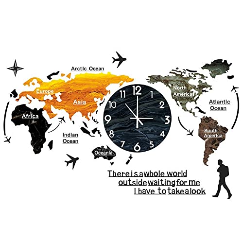 Große Metall Wanduhren Decor DIY. Wanduhr, Acryl Weltkarte Wanduhr, Licht Luxus Nordic Minimalist Clock, Gebraucht for Wohnzimmer Schlafzimmer Sofa Hintergrund Wanddekoration Europäische Große Uhr ( C von LYOUAE