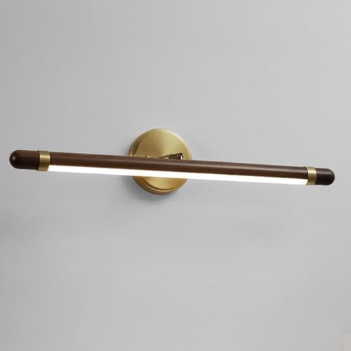LYOUAE Spiegelleuchte Spiegellampe LED-Moderne lineare Badezimmer-Waschtischleuchte, Vintage-Walnuss-Wandlampe, Spiegelfrontlampe mit Kupfersockel for Schminktisch, Spiegelschrank(42.5cm) von LYOUAE