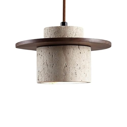 Modern Hängeleuchte Holz Naturstein Pendelleuchte Einzelkopf Marmor Decken Hängelampe Bauernhaus Mid Century Vintage Kronleuchter for Esszimmer Nachttisch Eingangsbereich Café Restaurant(Walnut color) von LYOUAE
