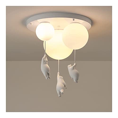 Moderne Deckenleuchte Deckenlampe Nordic Cartoon Bär Kronleuchter Niedlicher Eisbär Deckenpendelleuchte Foyer Glaskugel Unterputz Leuchte Deckenleuchte for Schlafzimmer Küche Insel Kinderzimmer Wohnzi von LYOUAE