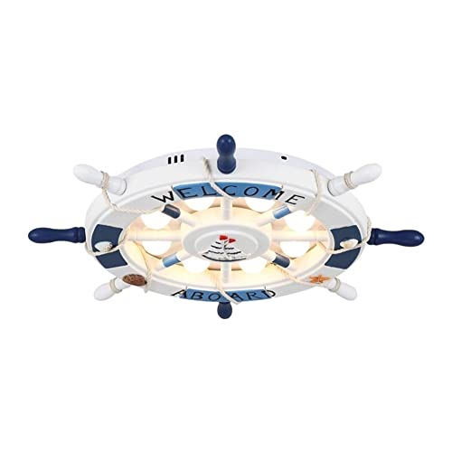 Moderne Deckenleuchte Deckenlampe Ruder Piraten Deckenleuchte Moderne Kreative Kinderzimmer Deckenleuchte Sonnenschirm Nautischer Stil Deckennahe Leuchte for Jungenzimmer Kinderzimmer Kindergarten Woh von LYOUAE