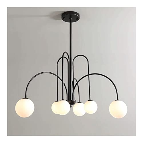 Moderne Hänge Pendelleuchten 6-Licht-Globus-Glas-moderner Kronleuchter aus gebürstetem Messing-Metall-Pendelleuchte mit verstellbaren Stangen, hängende Beleuchtung for Esszimmer, Schlafzimmer, Küche, von LYOUAE