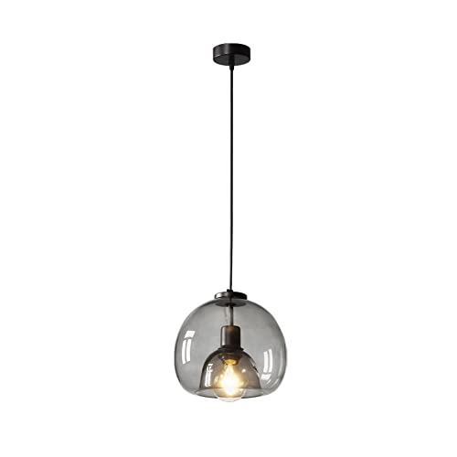 Moderne Hänge Pendelleuchten Rauchgrau Pendelleuchte Kugel Glas Hängelampe Industrielle Vintage Pendelleuchten Verstellbare Deckenleuchte for Bauernhaus Kücheninsel Schlafzimmer Wohnzimmer Hängeleucht von LYOUAE