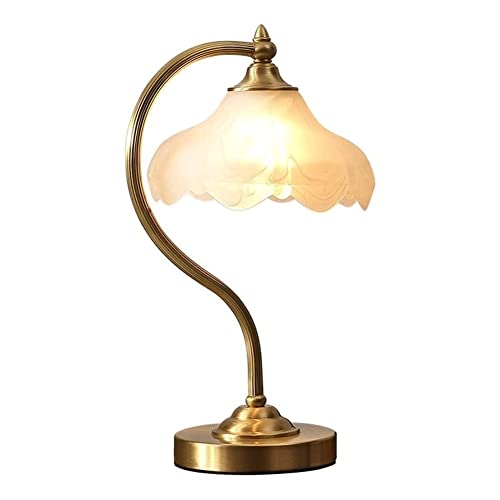 Schlafzimmer-Nachttischlampe Moderne Tischlampe amerikanischer Stil, einfache Retroglaslampenschatten -Nachtlampe, goldene Messingschreibtisch Leselampe for Wohnzimmer Schlafzimmer Nachttisch Bürodeko Schlafzimmer-Nachttischlampe Moderne Tischlampe amerikanischer Stil, einfache Retroglaslampenschatten -Nachtlampe, goldene Messingschreibtisch Leselampe for Wohnzimmer Schlafzimmer Nachttisch Bürodeko von LYOUAE