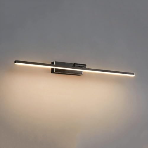 Spiegelleuchte Spiegellampe Moderne lineare schwarze Badezimmer-Waschtischleuchte, dimmbare LED-Spiegelfrontlampe, verstellbare Waschtisch-Wandleuchte aus gebürstetem Messing for Badezimmerspiegel, Sc Spiegelleuchte Spiegellampe Moderne lineare schwarze Badezimmer-Waschtischleuchte, dimmbare LED-Spiegelfrontlampe, verstellbare Waschtisch-Wandleuchte aus gebürstetem Messing for Badezimmerspiegel, Sc von LYOUAE