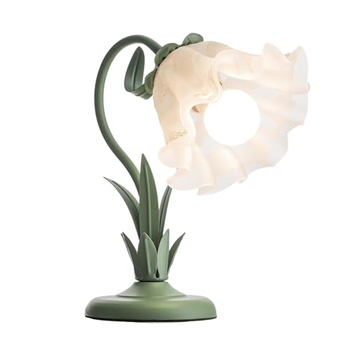 Tischleuchte Nachttischlampe Moderne Tischlampen aus Metall mit Blumenmuster, kreative Schreibtischlampe aus Metall in Blumenform mit Lampenschirm aus mattiertem weißem Glas for das Wohnzimmer im Schl von LYOUAE