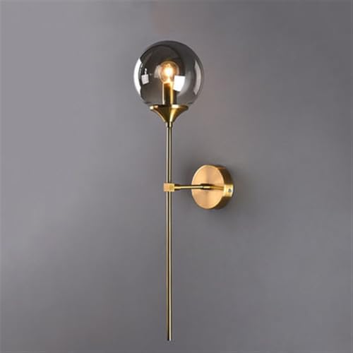 Wandleuchte Innen Wandlampe Mid Century Modern Wandlampe Gold Langmast Wandlampe Beleuchtung Minimalistische Glaskugel Wandlampe for Nachttisch Wohnzimmer Flur Wohndekoration Wandbeleuchtung Flurlampe von LYOUAE