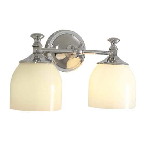 Wandleuchte Innen Wandlampe Retro Flur Wandleuchte Milchweiß Glas Eisen Wandleuchte Silber Badezimmer Waschtisch Wandhalterung Lampe E27 Festverdrahtete Wandleuchten for Schlafzimmer Wohnzimmer Flur W von LYOUAE