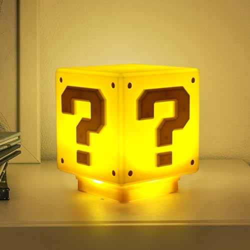 LYPPUL 3D Icon Light Night Lights für Mario, Fragezeichen Soundtrack Lampe Würfel, 2024 Upgrade Quadratische Ziegel LED Nachtlicht Kinder, USB Aufladbare Kinder Nachttischlampe für Kindzimmer Deko von LYPPUL