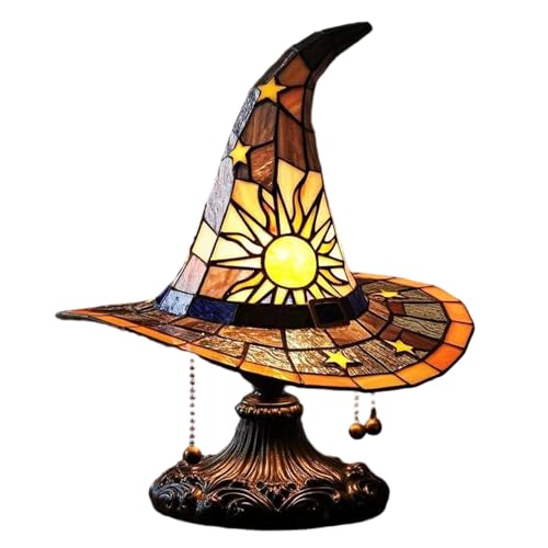 LYPPUL Hexenhut-Lampen, Hexenhutlampen, Gothic Dekorlampe, handgefertigte Lichter in Gotischer Zaubererhut für Halloweenn Liebhaber, Schlafzimmerparty, Hexerei Thema Weihnachtsgeschenke（Gelb） von LYPPUL