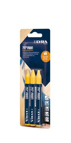 L4878006, LYRA 797® PROFI Förster- und Signierkreide (Ölbasiert) für wetterfeste Markierungen, Blister mit 3 gelben Kreiden von LYRA