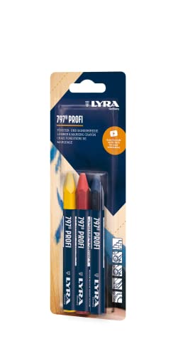 L4878007, LYRA 797® PROFI Förster- und Signierkreide (Ölbasiert) für wetterfeste Markierungen, Blister mit 3 Kreiden (je 1x gelb, rot und blau) von LYRA