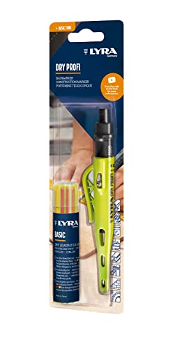 LYRA DRY PROFI BAUMARKER + 12 Stk BASIC-Minen für alle Oberflächen im Blister von LYRA