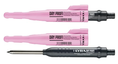 LYRA DRY PROFI BAUMARKER Colour Edition pink, inkl. Spitzer und Clip, Universal-Graphit-Mine in 2B, 2,8 mm für alle Oberflächen von LYRA