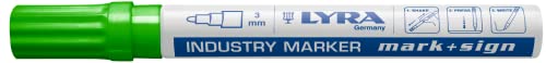 LYRA L4040067-1, Industriemarker grün 2-4mm, für professionelle Markierungen auf glatten und rauen Oberflächen, 1 Marker von LYRA
